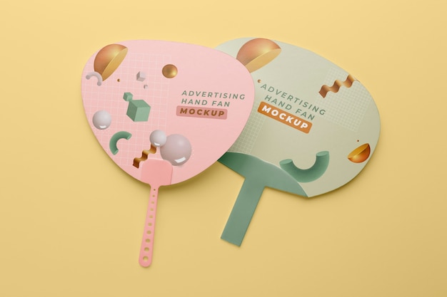 Advertising hand fans mockup