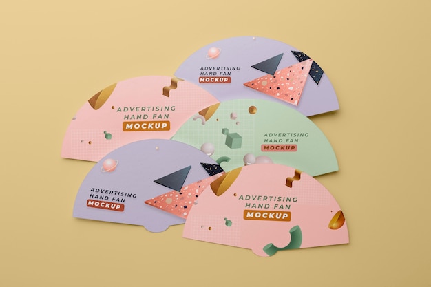 Advertising hand fans mockup