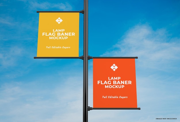 advertising lamp banner flag mockup design