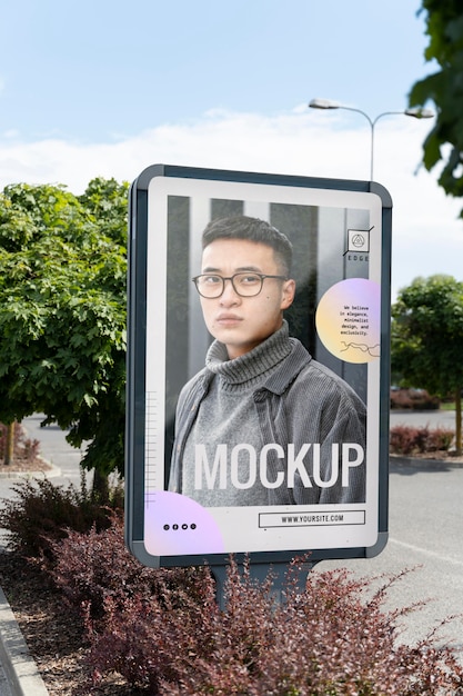 Advertising mockup with young man