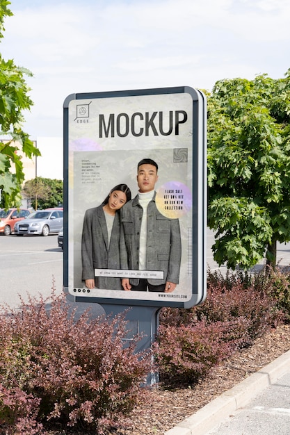 Advertising mockup with young people