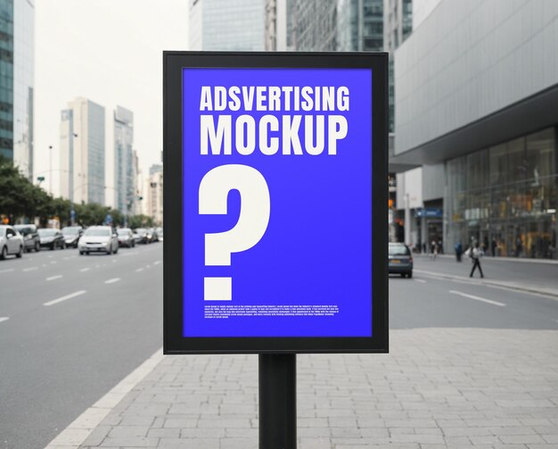 Advertising sign poster on the street mockup