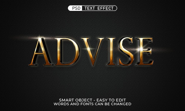 PSD advise text effect editable luxury lettering 3d style