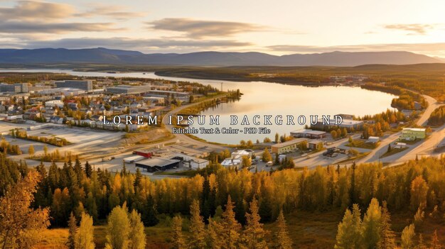 PSD aerial photograph of downtown whitehorse yukon territory canada including