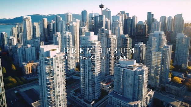 Aerial View of Buildings in Modern Urban City Downtown Vancouver