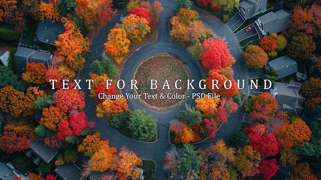 Aerial View of a Neighborhood Circle in Autumn