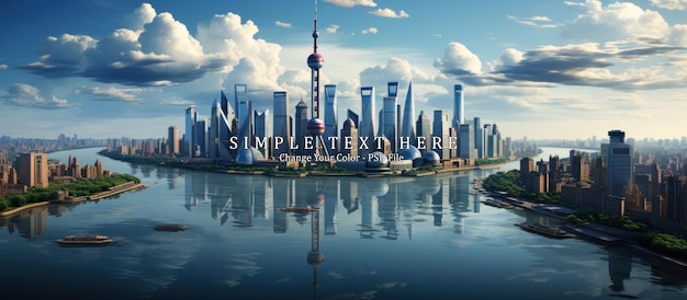 Aerial View of Shanghai Skyline with the Pearl Tower