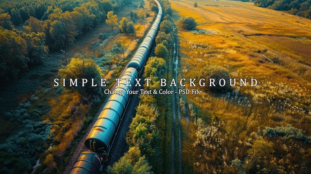 PSD aerial view of a train traveling through a golden field