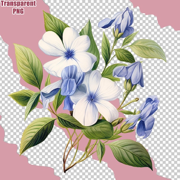 Aesthetic Colorful Flower Bouquet with Detailed Painting Illustration Transparent Backgound