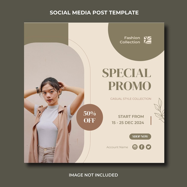 Aesthetic fashion collection social media instagram post editable template Premium Psd