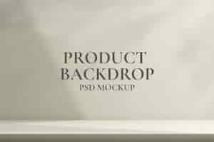 PSD aesthetic product backdrop mockup psd with leaf shadow in white minimal style