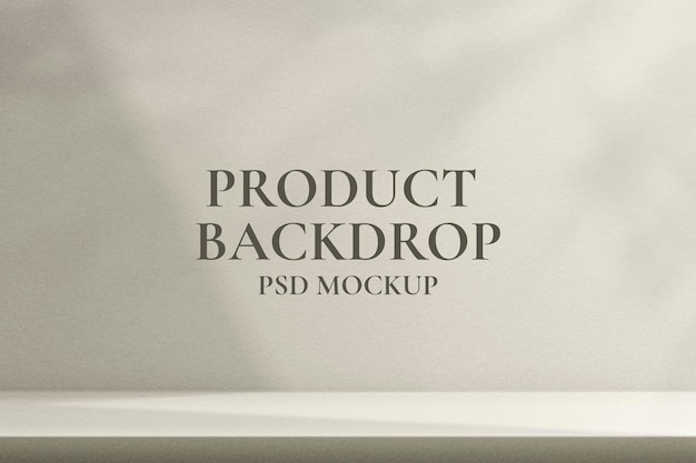 PSD aesthetic product backdrop mockup psd with leaf shadow in white minimal style