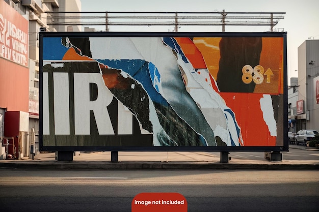 Aesthetic PSD Big Billboard mockup with urban street