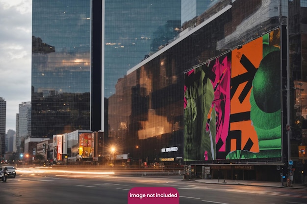 Aesthetic PSD Billboard mockup with high rise building