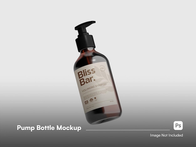 PSD aesthetic pump bottle isolated mockup in front view