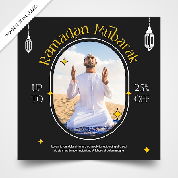 Aesthetic Ramadan Mubarak social media design post template