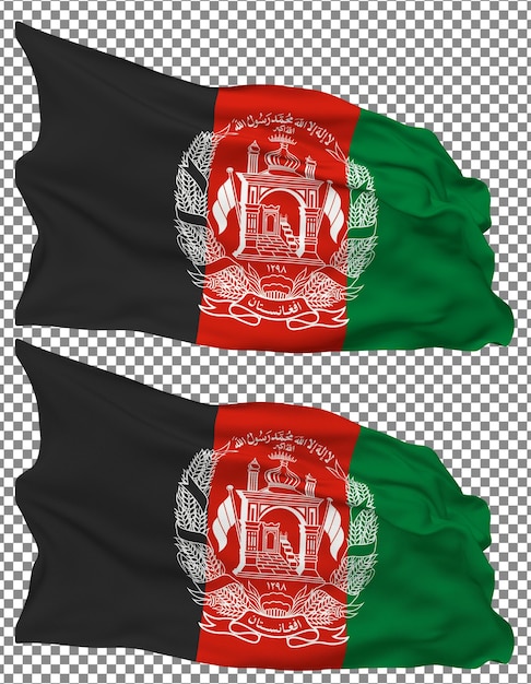 Afghanistan Flag Waves Isolated in Plain and Bump Texture with Transparent Background 3D Rendering