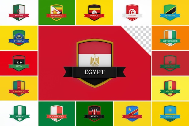 Africa World Flags Ribbon Banners