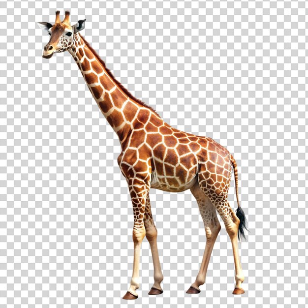 PSD african adult giraffe standing isolated on transparent background