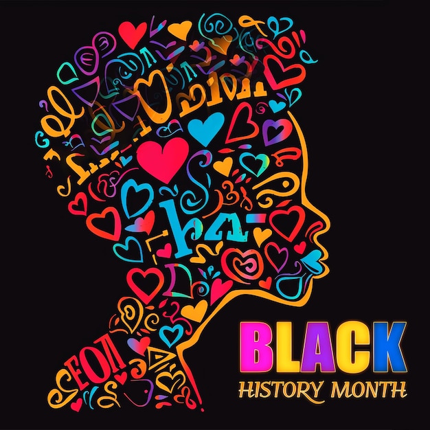 PSD african american black history month colorful background