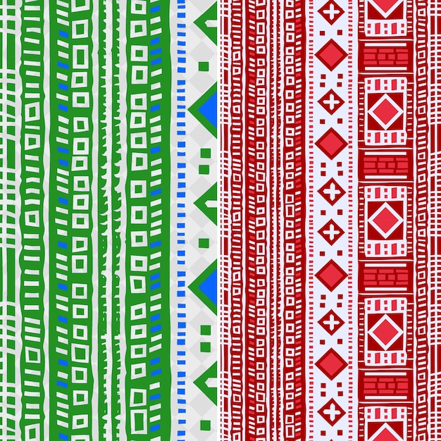 African Mud Cloth Patterns With Geometric Shapes and Bordere Creative Abstract Geometric Vector