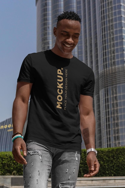 African stylish man t-shirt mockup