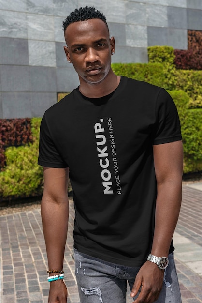 African stylish man t-shirt mockup