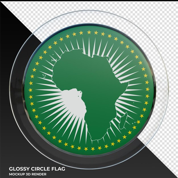 PSD african union realistic 3d textured glossy circle flag