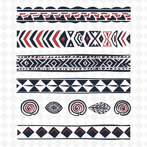 PSD african with geometric patterns borderline design decorated png unique stylized motifs designs