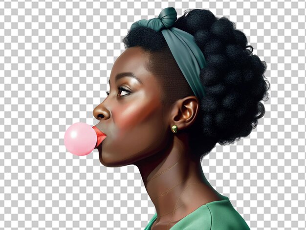 African woman bubble and gum in profile