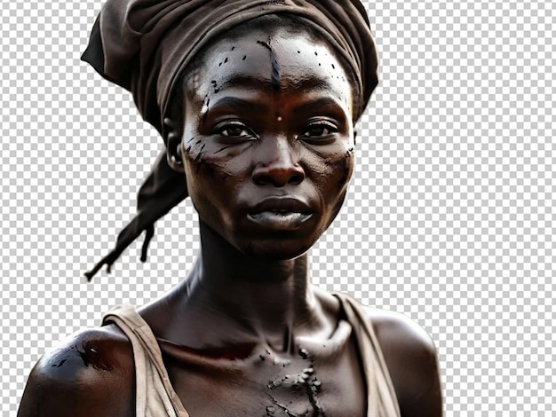 an African woman her jetblack skin