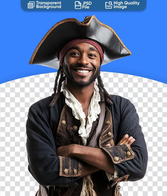 Afro black man dressed as a pirate ready for Halloween celebration photo