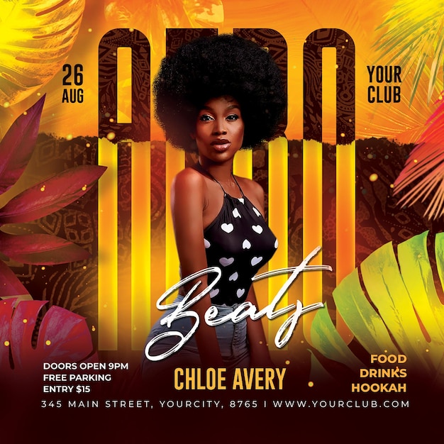 Afro Party Flyer PSD Template