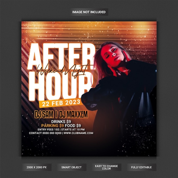 After hour club party flyer template