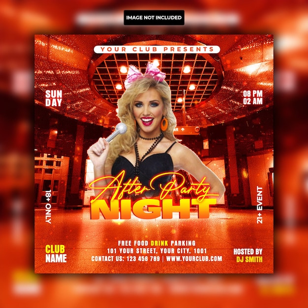 After party night club dj party flyer poster template