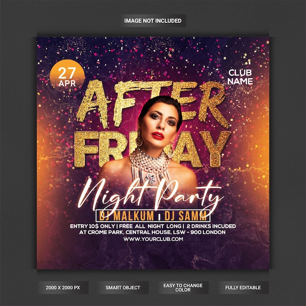 After work friday night club party flyer