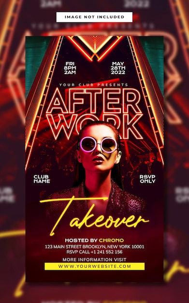 After work night club party vertical banner template