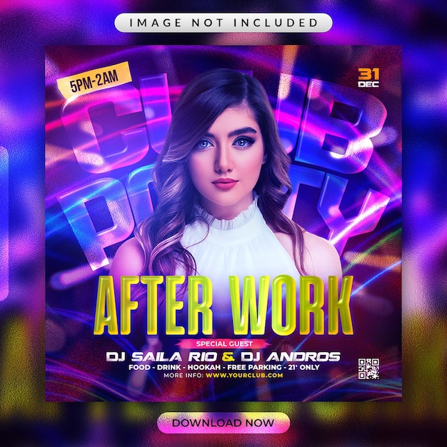 After Work Party Flyer Or Social Media Banner Template