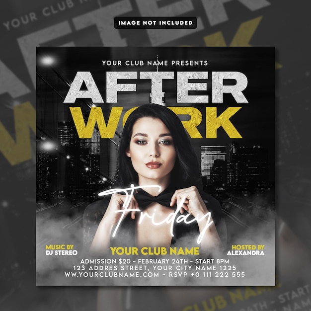 After work party flyer social media post banner template