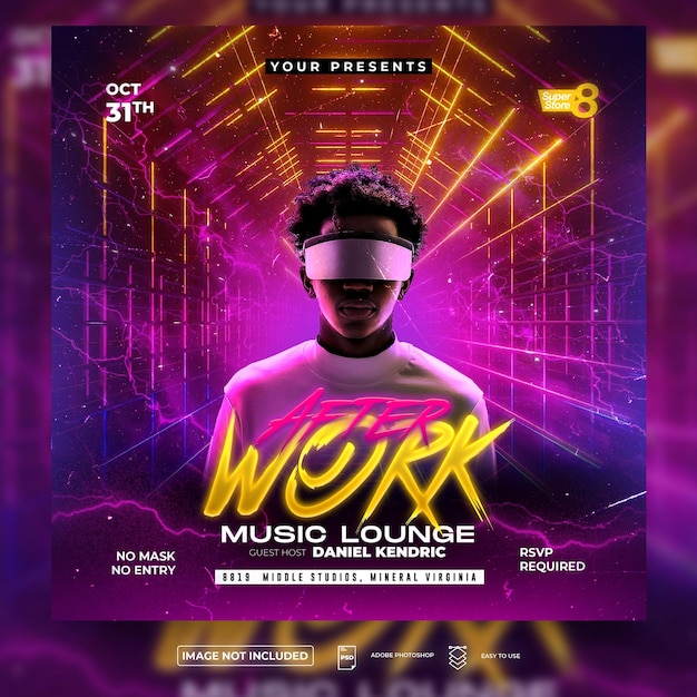 After Work Party Or Night Club Party Event Flyer Or Social Media Post Template