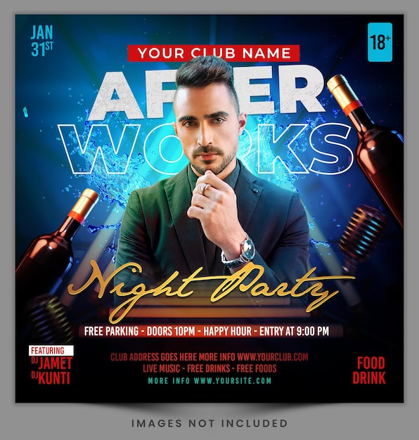 After Works Night Party Social Media Post Invitation