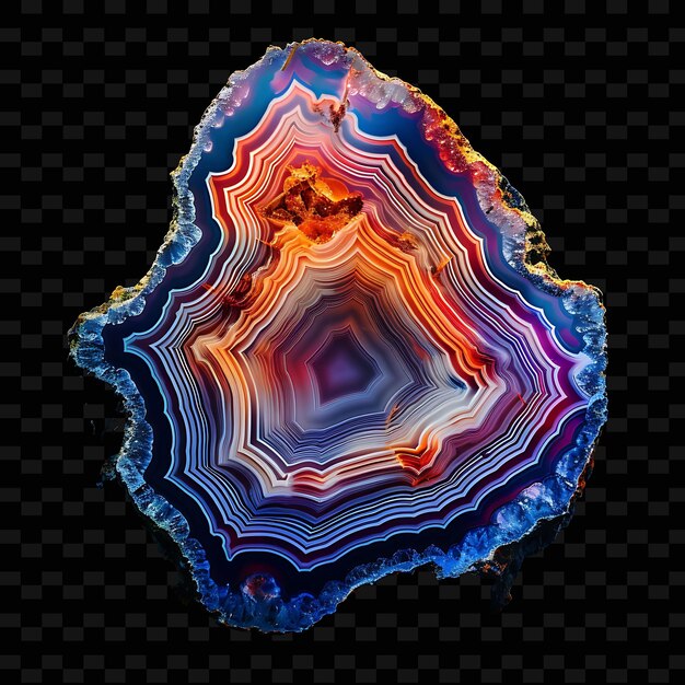 Agate Crystal Slice With Irregular Shape Banded Color and Se PNG Gradient Object on Dark Background