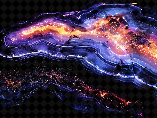 PSD agate dust ripple effect with a multicolored ripple and agat magic neon color on dark background