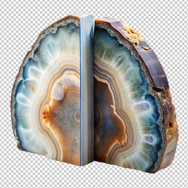 PSD agate stone bookends on transparent background