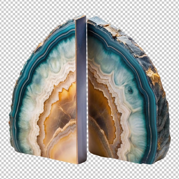 PSD agate stone bookends on transparent background