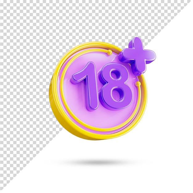 Age restriction 18 Plus 3d icon in transparent background. Eighteen plus 3d symbol and sign.