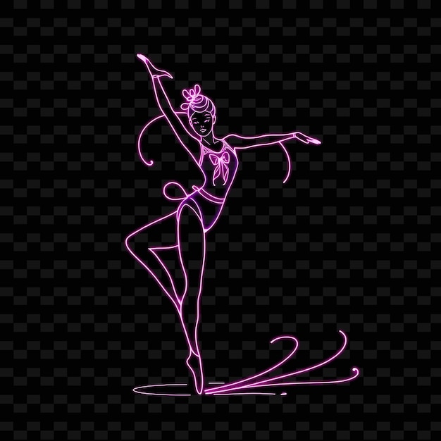 PSD agile gymnast in leotard neon motion art design with hot pink and purple mixed color decorated wi