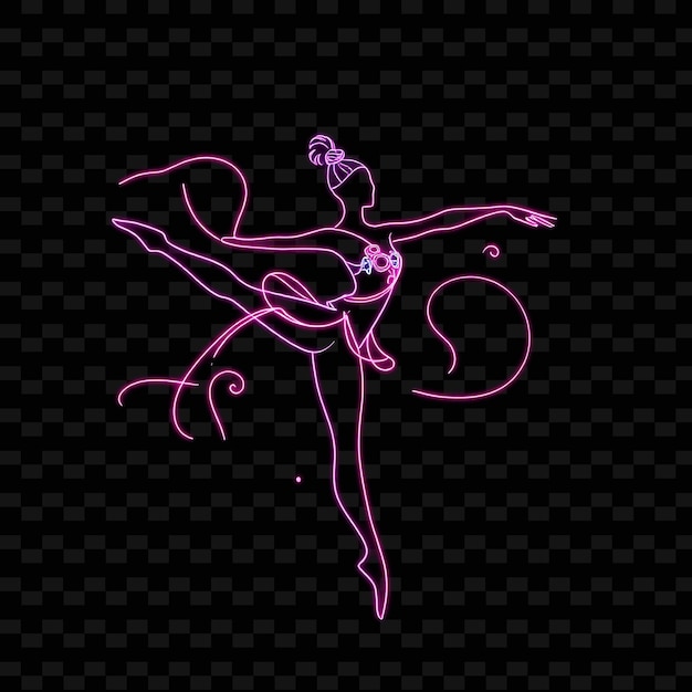 PSD agile gymnast in leotard neon motion art design with hot pink and purple mixed color decorated wi