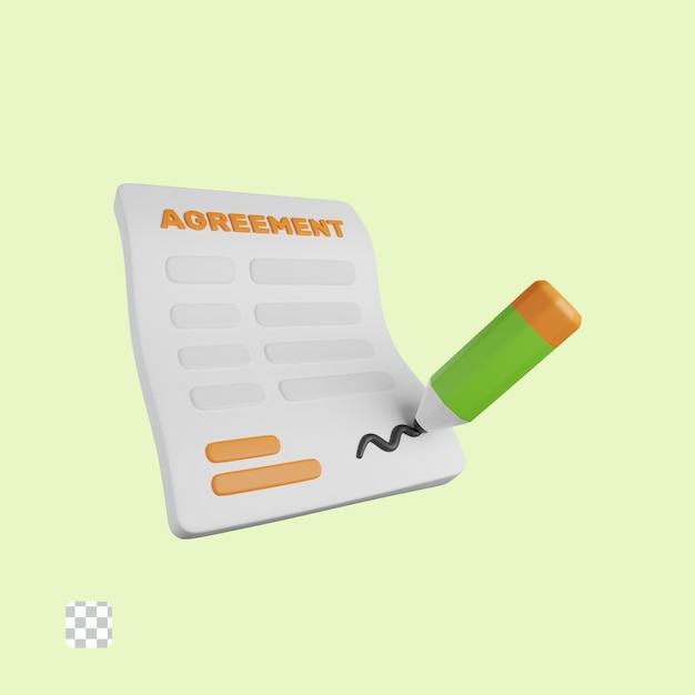 Agreement Paper 3D Icon