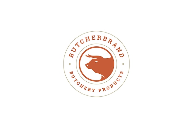 Agriculture meat production farmhouse market retail vintage circle logo design template